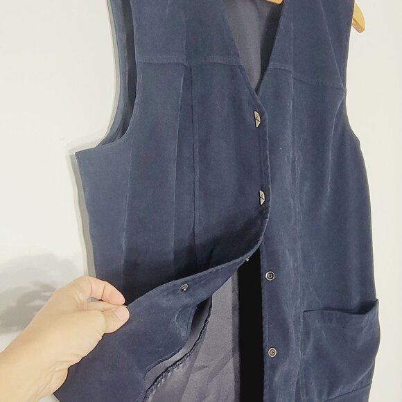 Lana Lee Petite Vintage Navy Blue Set Sleeveless Vest Matching Skirt Plus Sz 16 - Picture 3 of 16